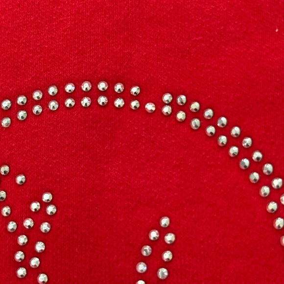 RETROVERT ALL OVER SMILEY FACE IN RHINESTONE RED JOGGERS MEN SIZE LARGE Y2K - Picture 7 of 12